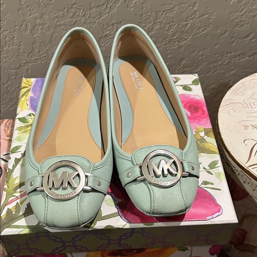 Michael Kors Mint Loafers with Silver Detail
